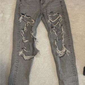 Distressed Gray Jeans